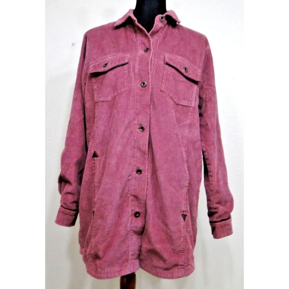 Ariat Women's On The Run Corduroy Shacket‎ Rose Pink Shirt Jacket Size M
